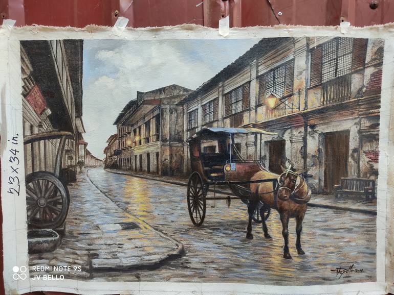 Original Documentary Architecture Painting by Vincent Bello