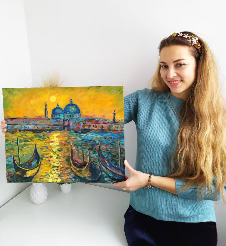 Original Abstract Cities Painting by Kristina Timofeeva