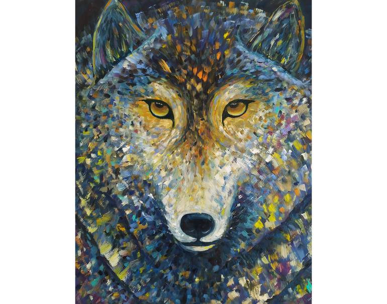 Wolf Painting Animal Original Art Wildlife Painting Mosaic Wall Art ...