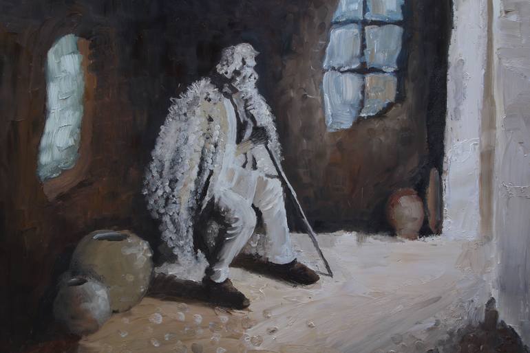 Original Impressionism People Painting by Alex Sandulescu