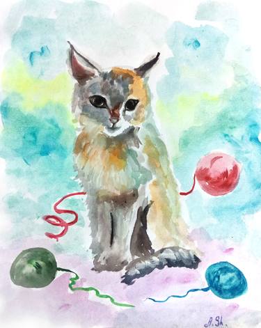Print of Cats Paintings by Alexandra Sharopina