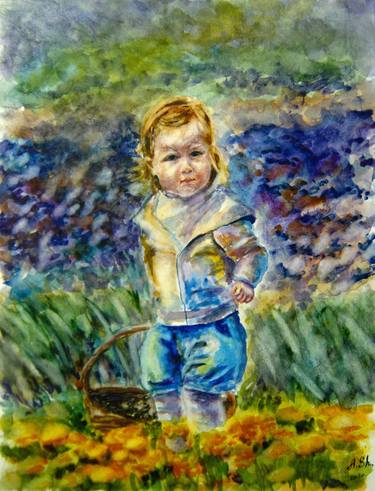 Print of Impressionism Children Paintings by Alexandra Sharopina