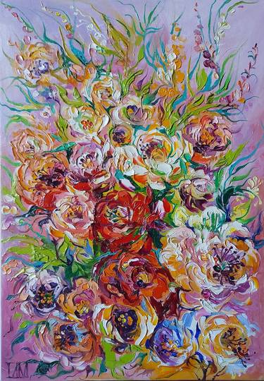 Rose bushes oil painting thumb
