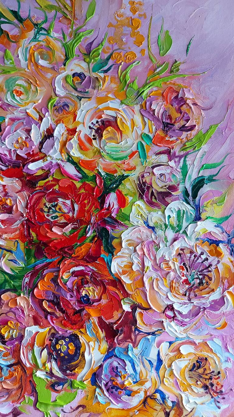 Original Impressionism Floral Painting by Lada Stukan