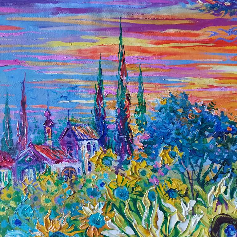 Original Impressionism Landscape Painting by Lada Stukan