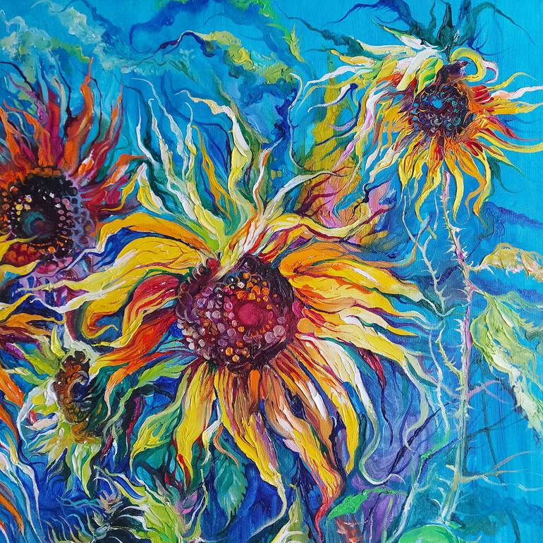Original Art Deco Floral Painting by Lada Stukan