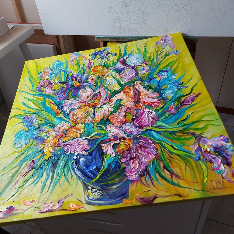 Original Impressionism Floral Painting by Lada Stukan