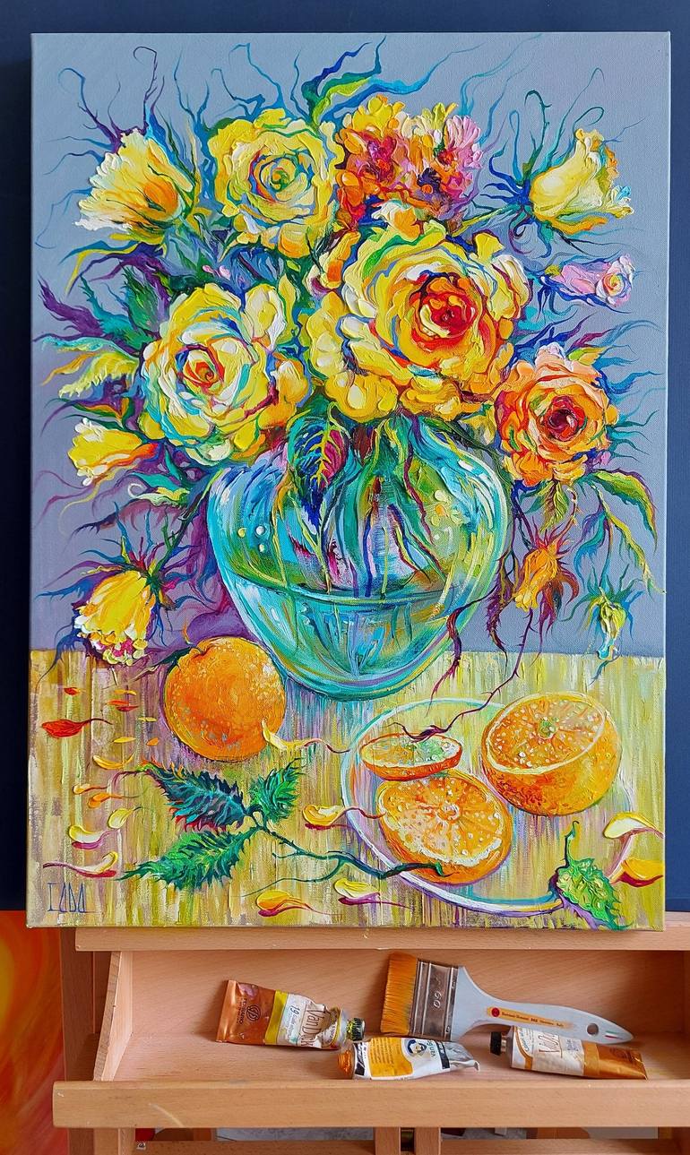 Original Impressionism Still Life Painting by Lada Stukan