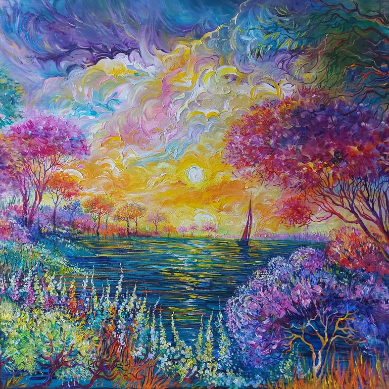 Original Impressionism Landscape Painting by Lada Stukan