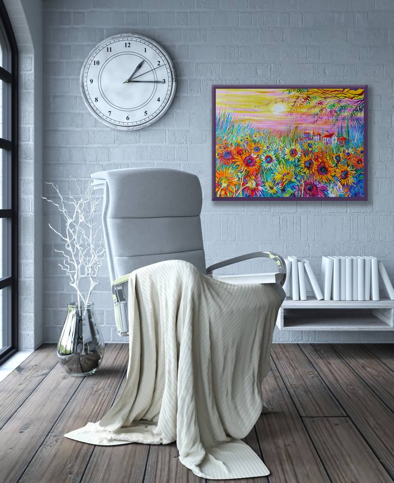 Original Art Deco Landscape Painting by Lada Stukan
