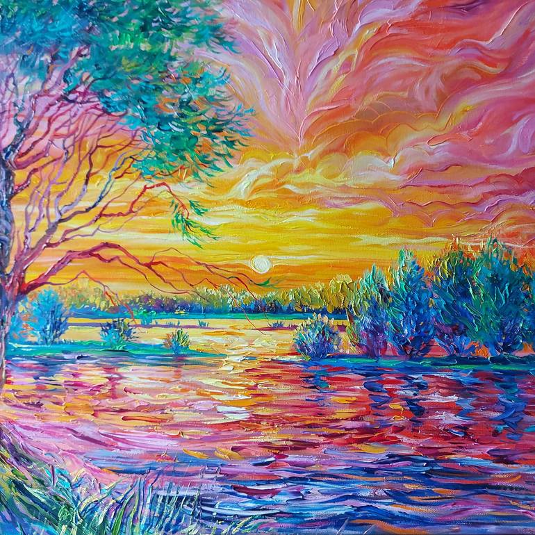 Original Impressionism Landscape Painting by Lada Stukan