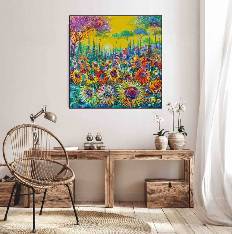 Original Art Deco Landscape Painting by Lada Stukan