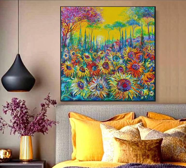 Original Art Deco Landscape Painting by Lada Stukan