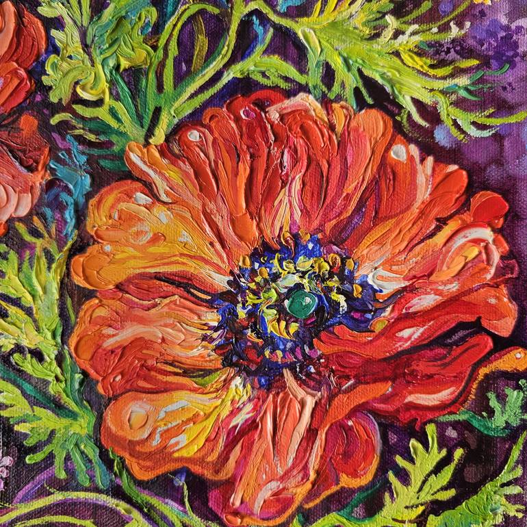 Original Art Deco Floral Painting by Lada Stukan