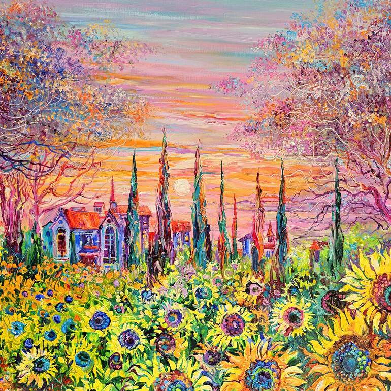 Original Neo-impressionism Landscape Painting by Lada Stukan