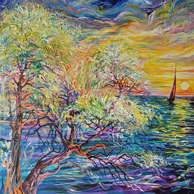 Original Neo-impressionism Landscape Painting by Lada Stukan