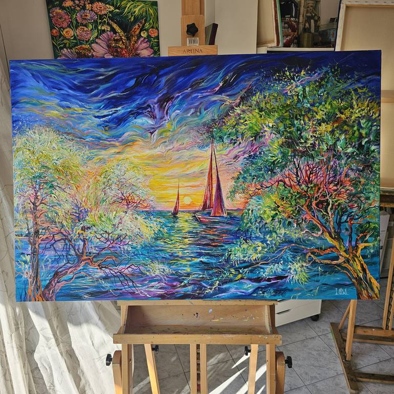 Original Neo-impressionism Landscape Painting by Lada Stukan