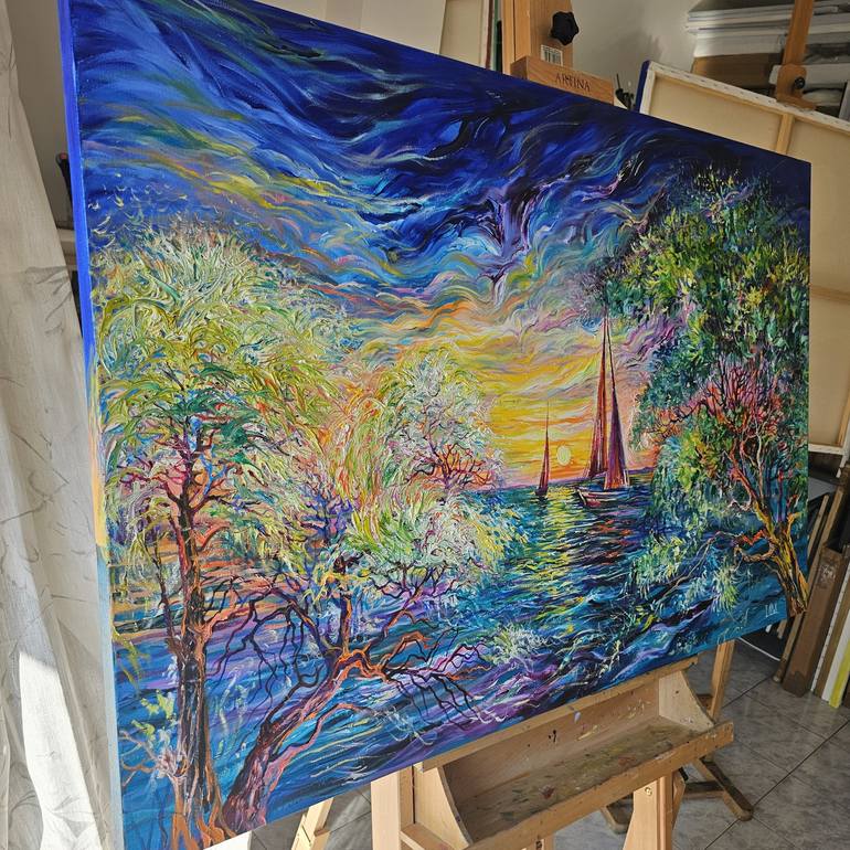 Original Neo-impressionism Landscape Painting by Lada Stukan