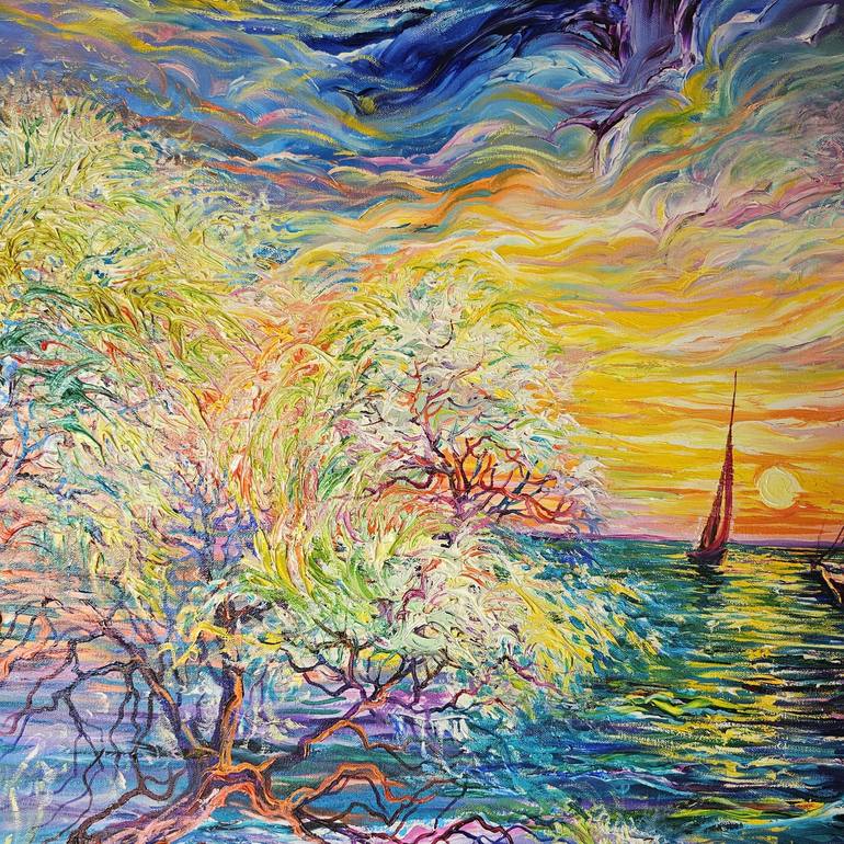 Original Neo-impressionism Landscape Painting by Lada Stukan