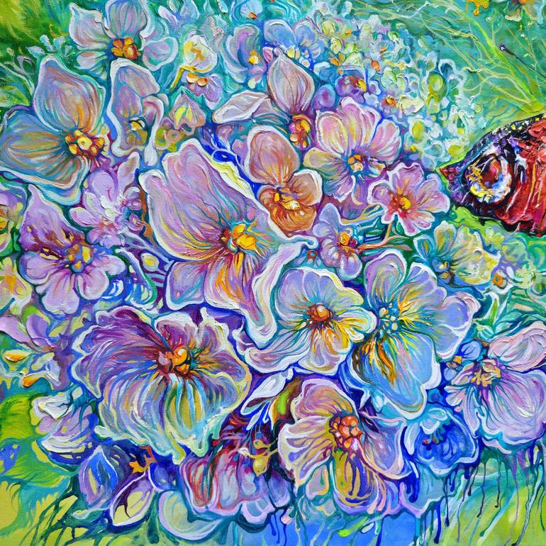 Original Expressionism Garden Painting by Lada Stukan