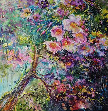 Original Abstract Expressionism Floral Painting by Lada Stukan