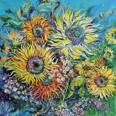 Original Art Deco Floral Painting by Lada Stukan