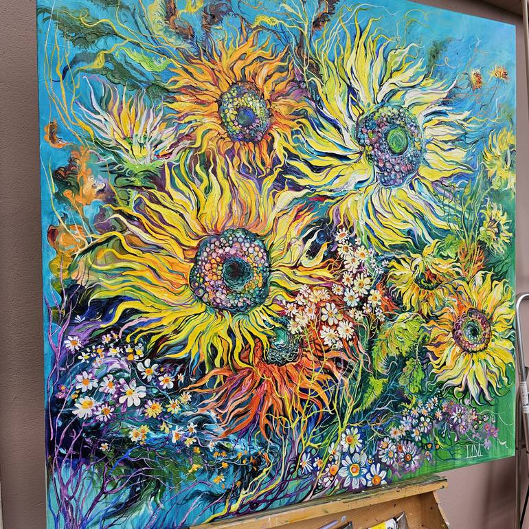 Original Art Deco Floral Painting by Lada Stukan