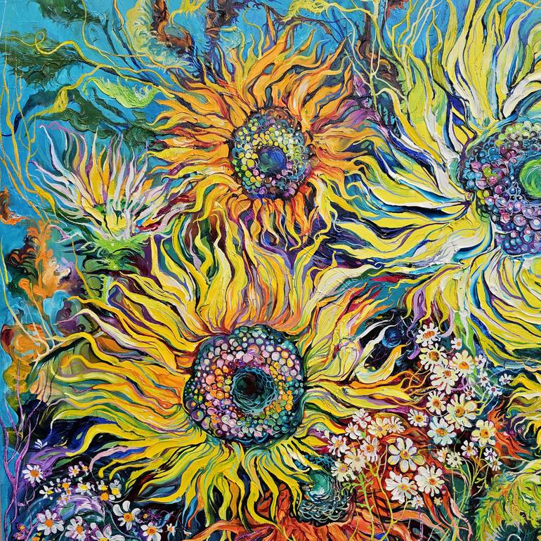 Original Art Deco Floral Painting by Lada Stukan