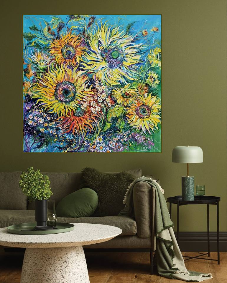 Original Art Deco Floral Painting by Lada Stukan