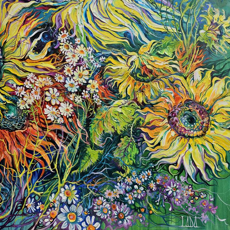 Original Art Deco Floral Painting by Lada Stukan