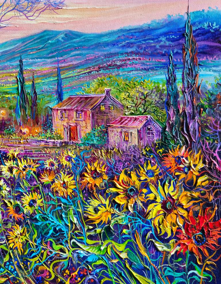 Original Art Deco Landscape Painting by Lada Stukan