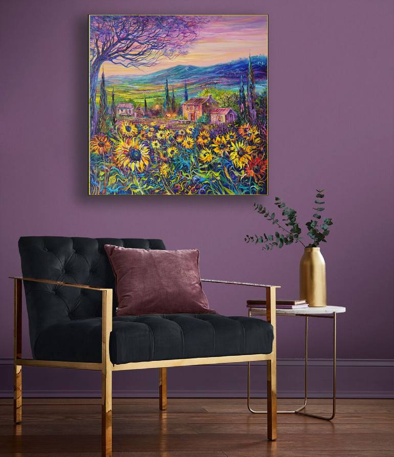 Original Art Deco Landscape Painting by Lada Stukan