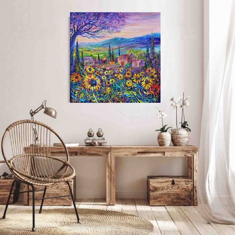 Original Art Deco Landscape Painting by Lada Stukan