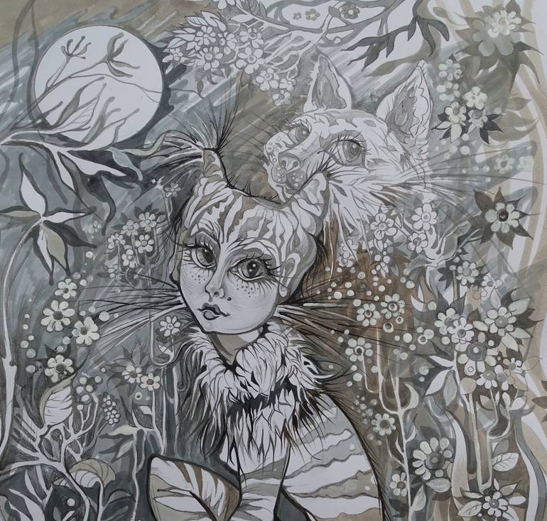 Original Fantasy Drawing by Lada Stukan