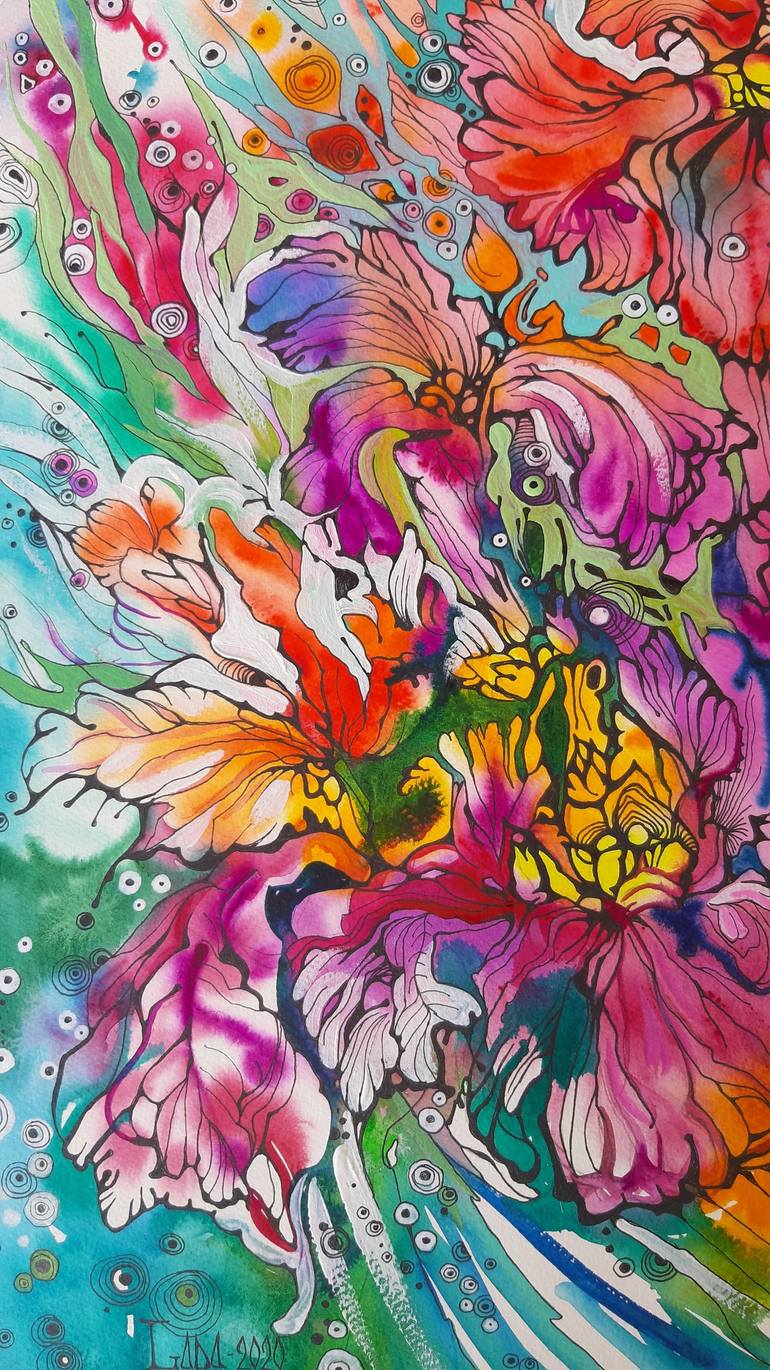 Original Modern Floral Painting by Lada Stukan