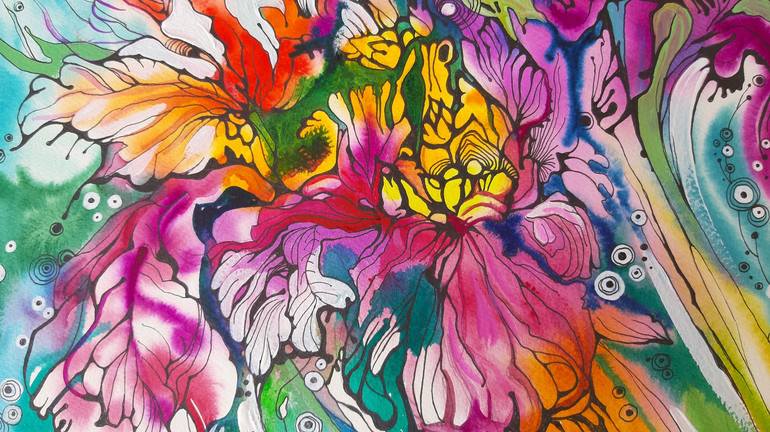 Original Modern Floral Painting by Lada Stukan