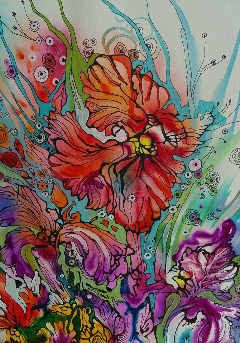 Original Modern Floral Painting by Lada Stukan