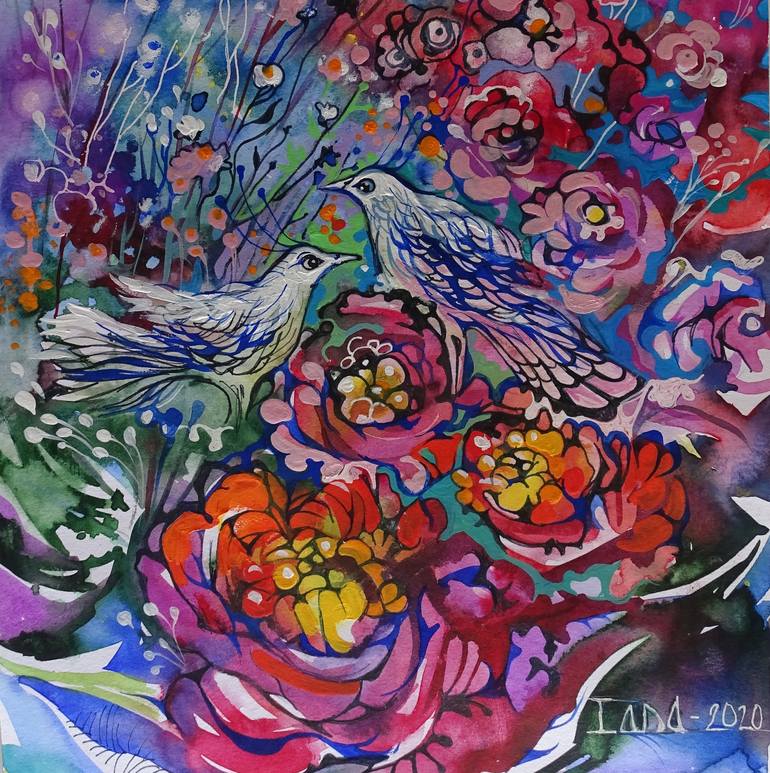 Original Surrealism Floral Painting by Lada Stukan