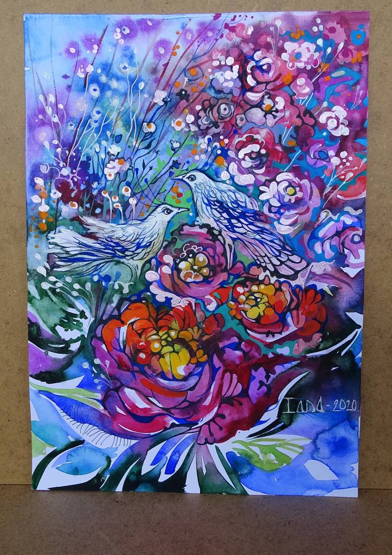 Original Surrealism Floral Painting by Lada Stukan