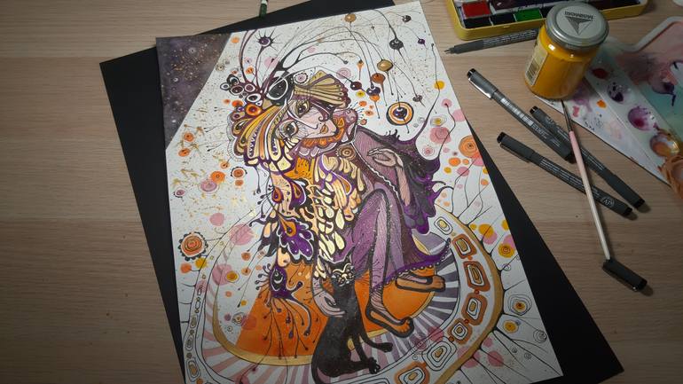 Original Abstract Fantasy Painting by Lada Stukan