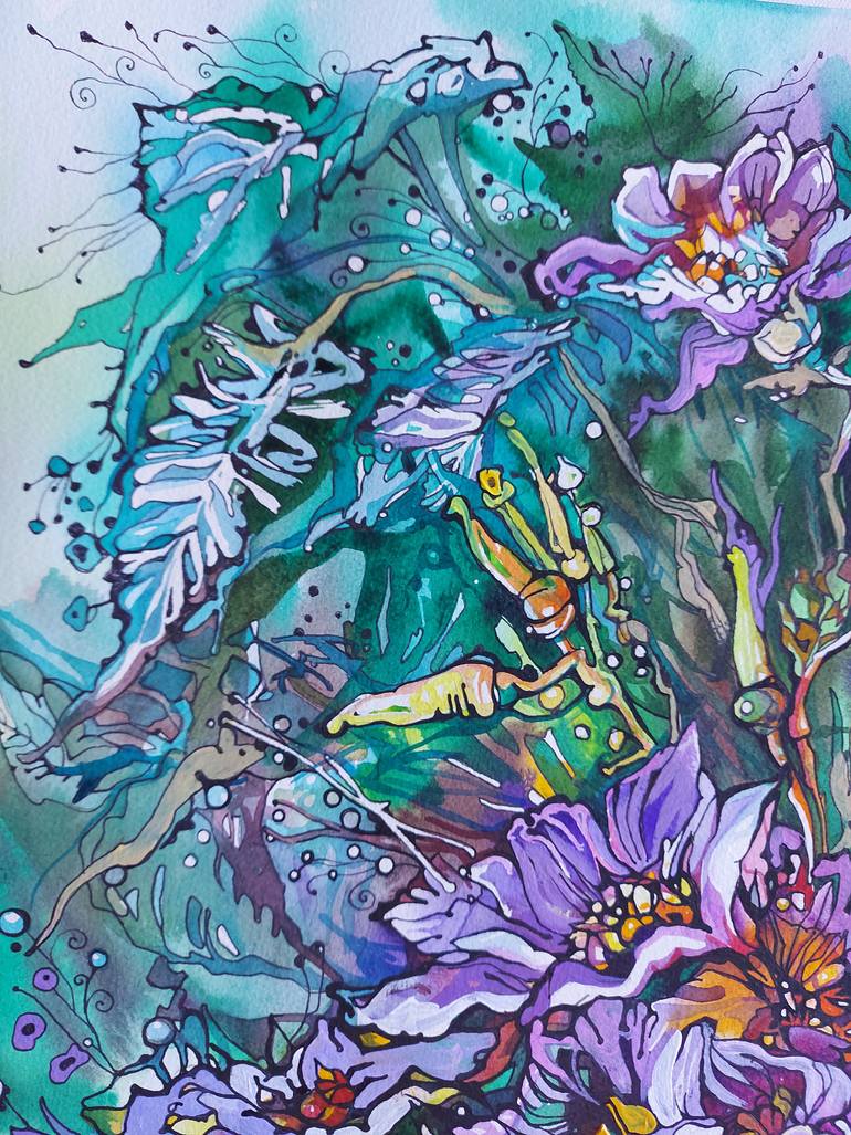 Original Illustration Floral Painting by Lada Stukan