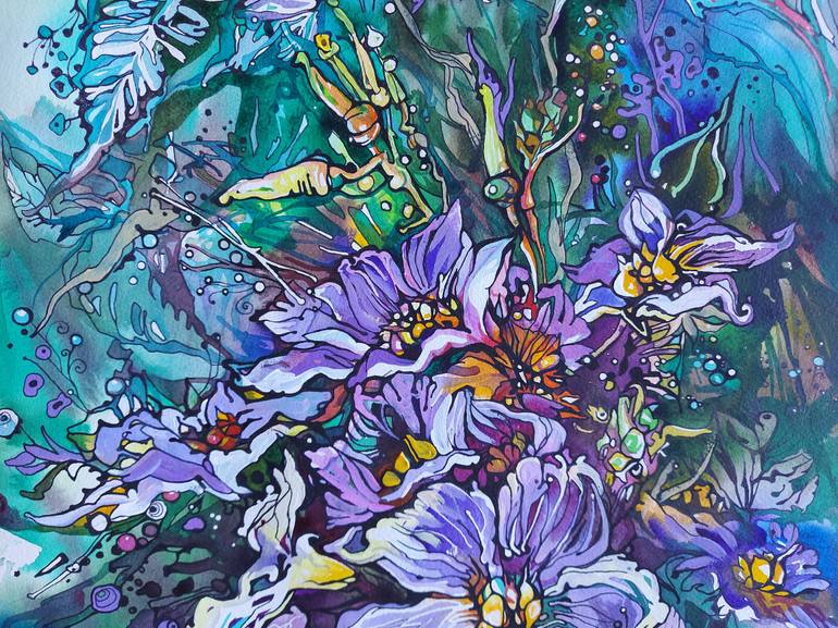 Original Illustration Floral Painting by Lada Stukan