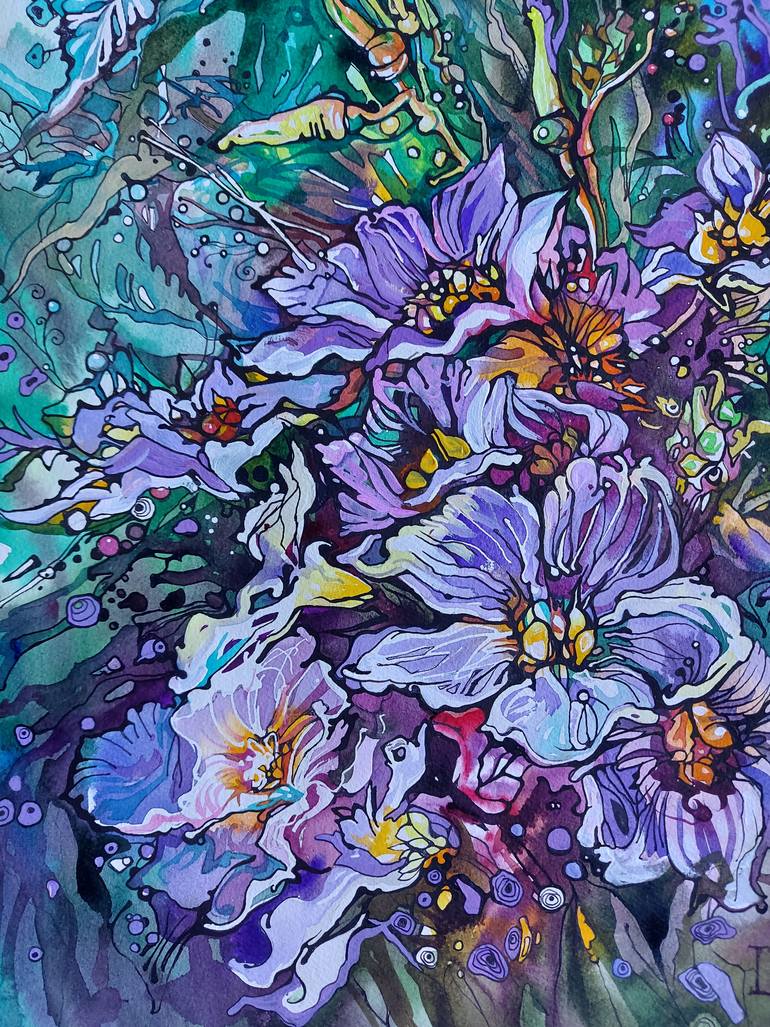 Original Illustration Floral Painting by Lada Stukan