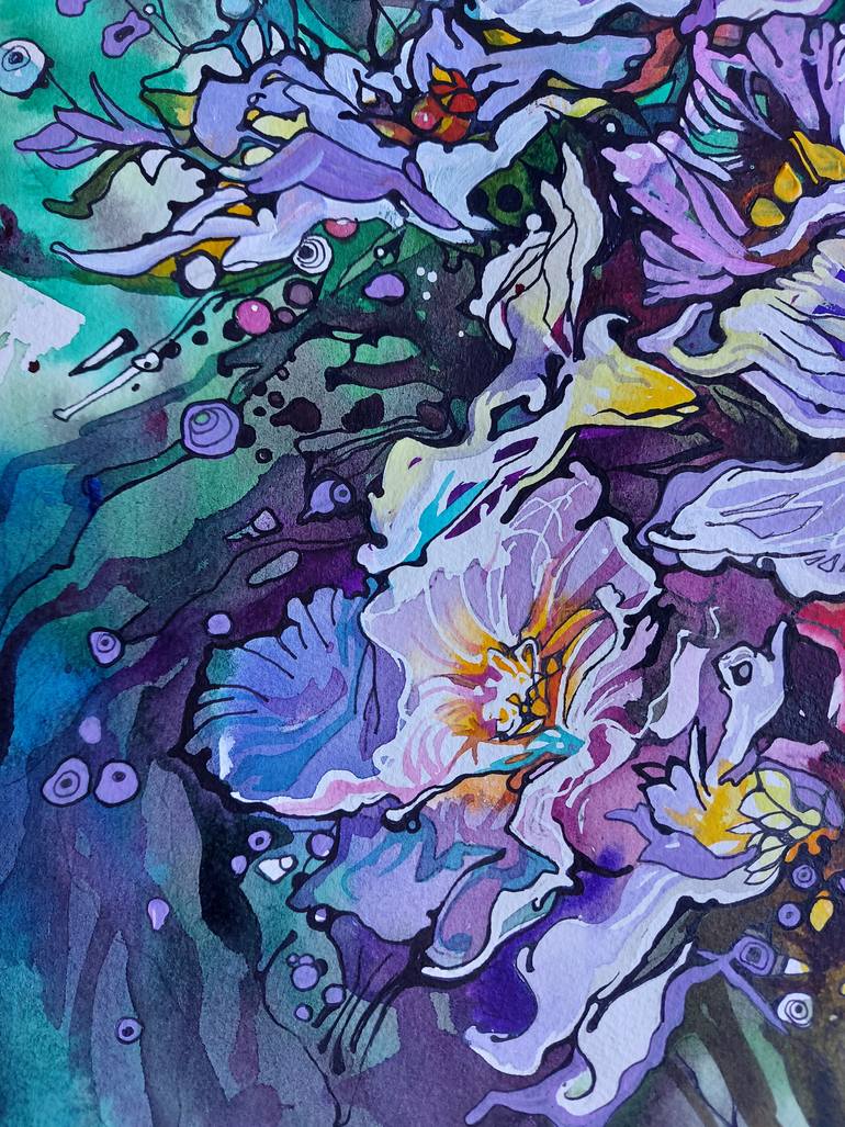Original Illustration Floral Painting by Lada Stukan