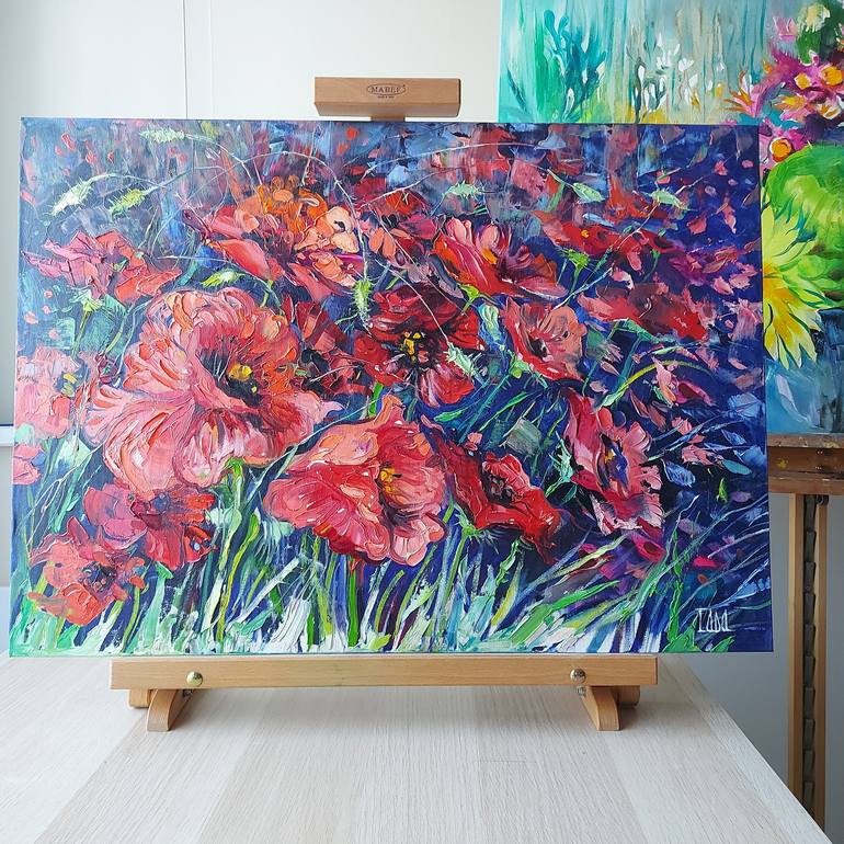 Original Impressionism Floral Painting by Lada Stukan