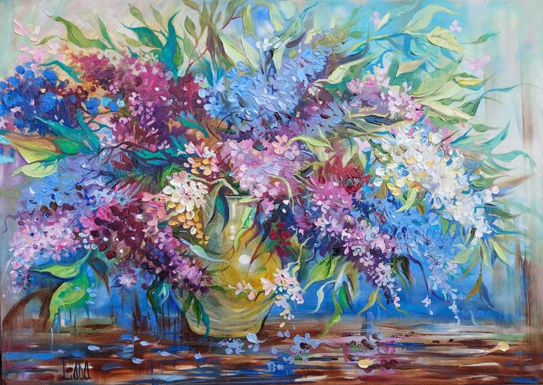 Lilac (oil On Canvas) Painting By Lada Stukan 