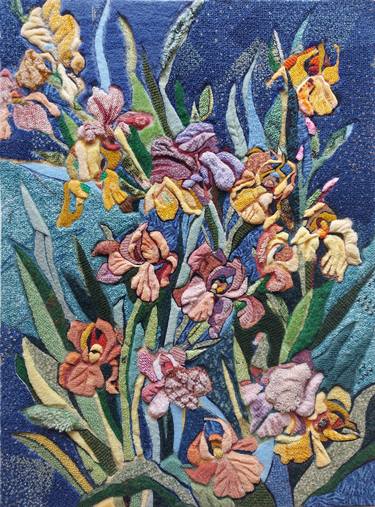 Iris Garden (Carpet Mosaic - Carpet and Felt Tiles Glued on Wood) thumb