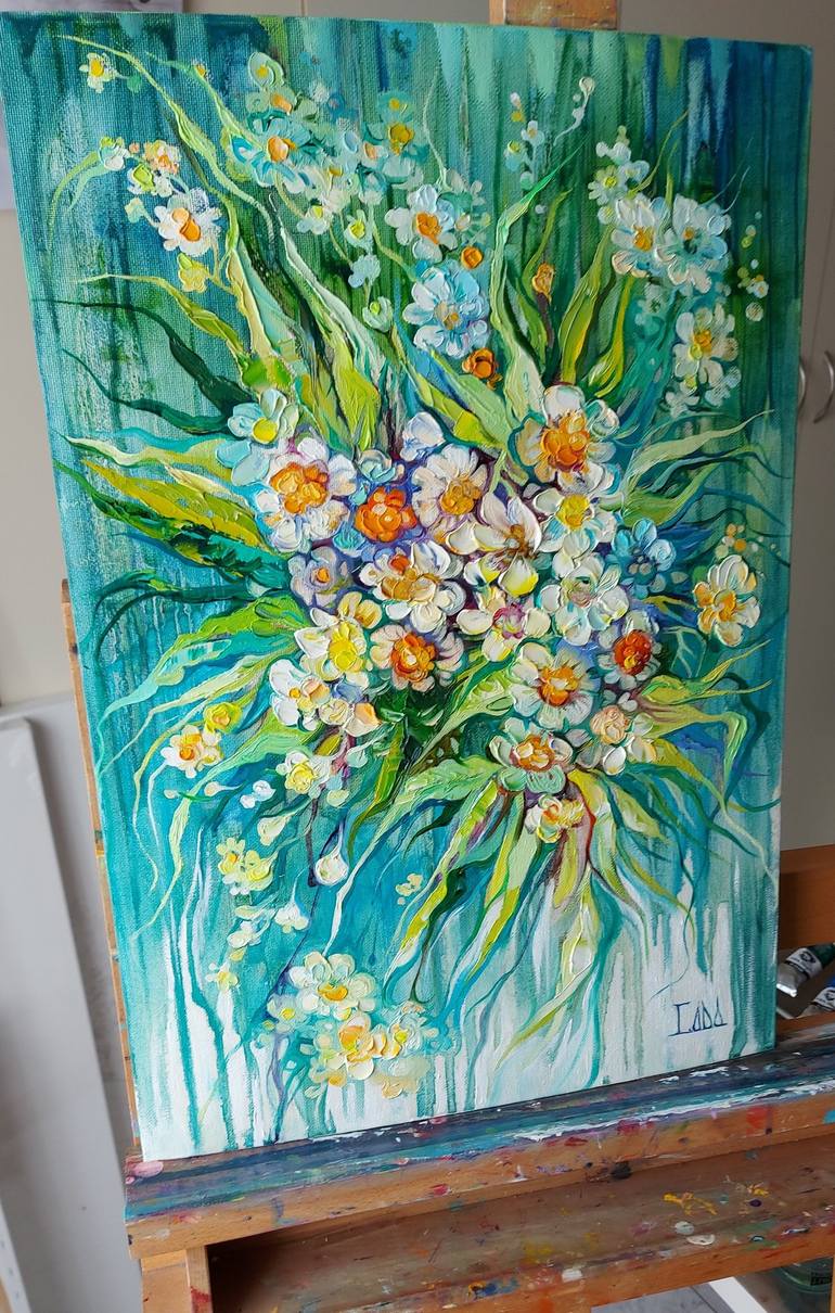 Original Art Deco Floral Painting by Lada Stukan