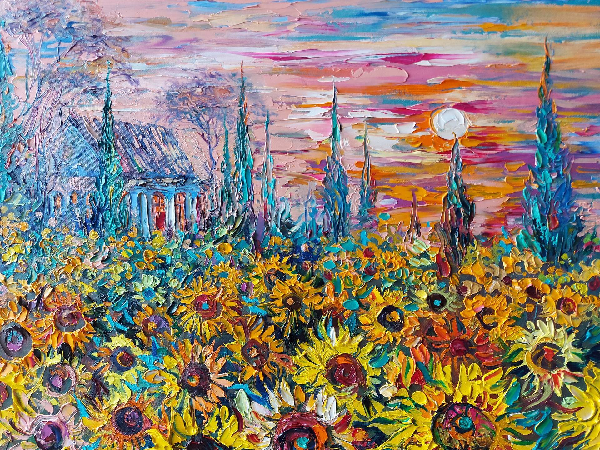 Tuscany Sunflower Floral Painting on 16x20 Canvas