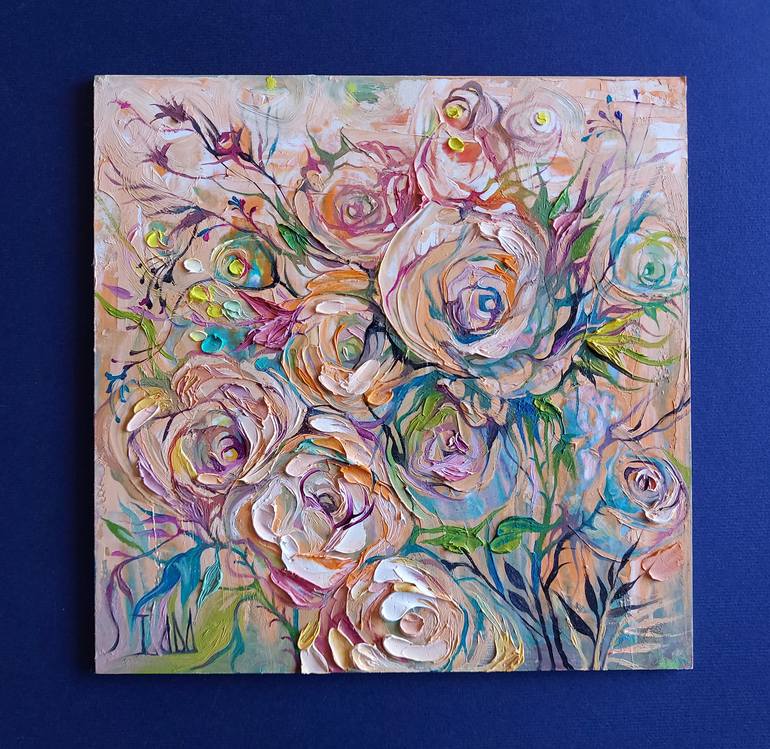 Original Abstract Floral Painting by Lada Stukan